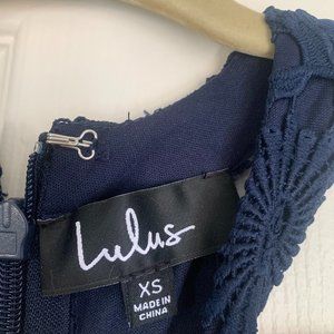 Lulu's Navy Blue Lace Halter Mini Dress.  Size XS